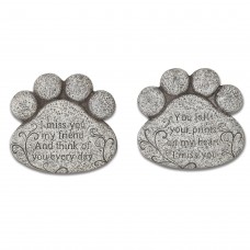 Gerson 10-Inch Long Cement Pet Memorial Paw Print Stepping Stones (Set of 2)   567818430